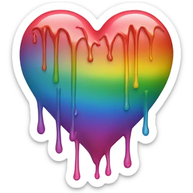 Rainbow dripping heart sticker