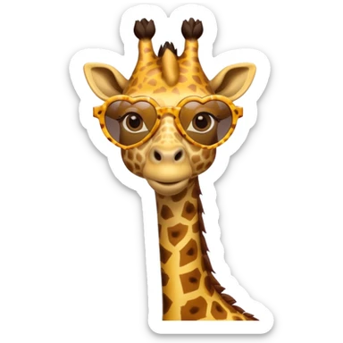 Giraffe with heart shape sunglasses sticker