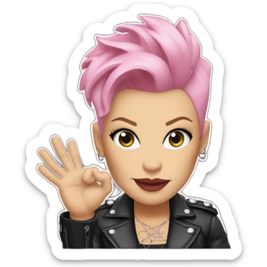 The singer P!nk do a rock sign sticker