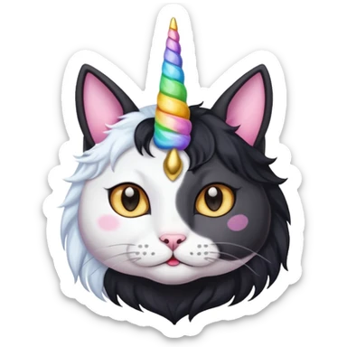 Black long haierd cat whit A unicorn horn sticker