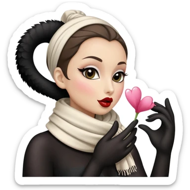 Black swan with scarf blowing a kiss sticker