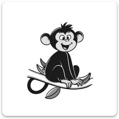hand-drawn doodle of a laughing monkey sticker