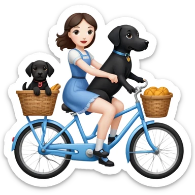 Dorothy riding bike black lab in basket sticker