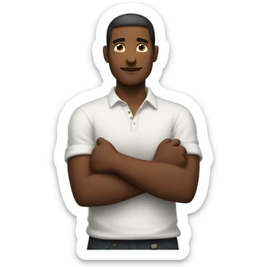 Man with arms crossed forming an x sticker