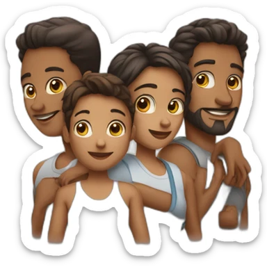 man-woman-3boys-family sticker