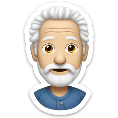 White curly hair, wrinkles, a full beard, elderly person. sticker
