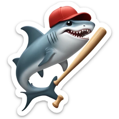 Hammerhead shark playing baseball  sticker