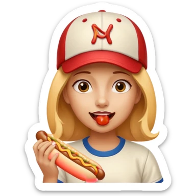 Girl hotdog inside mouth sticker