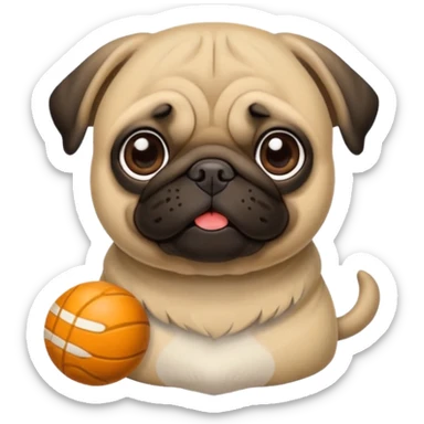 Pug fofo com pote de ração sem nada dentro sticker