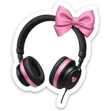 headphones with bow on the right side  sticker