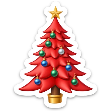 red Christmas tree with a star with the "S" logo on it sticker