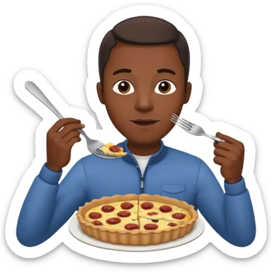 Black man eating a quiche Lorraine sticker