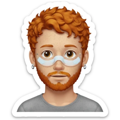 im short curly ginger haired young guy and also have earring on my left ear also have clean beard sticker