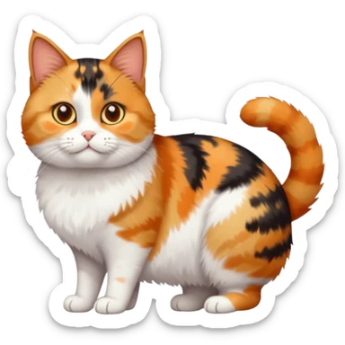 full body calico tabby + white cat with small head and short but chubby body sticker