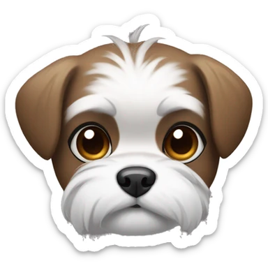 Shitzu with brown fur on her mouth, and dark grey fur on her eyes and ears. sticker