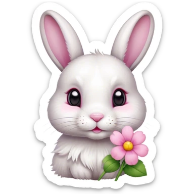 cute bunny with flower sticker