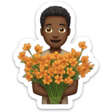 Black man with a bouquet of flowers  sticker