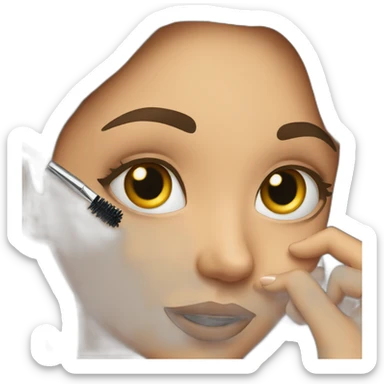 Girl putting on mascara sticker