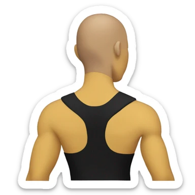 shoulder press viewed from back. yellow skin tone, no hair. black tank top sticker