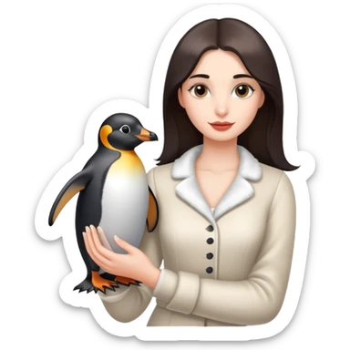 a coquette girl with penguin in her hand sticker
