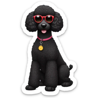 black poodle wearing some big round sunglasses  sticker