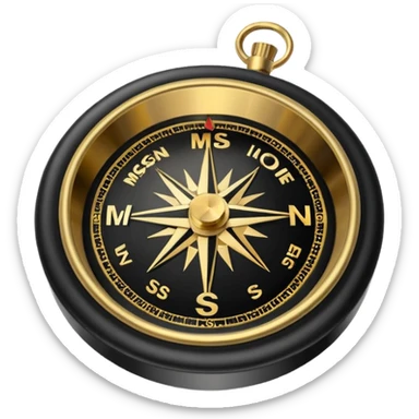 compass with 'mission' sticker