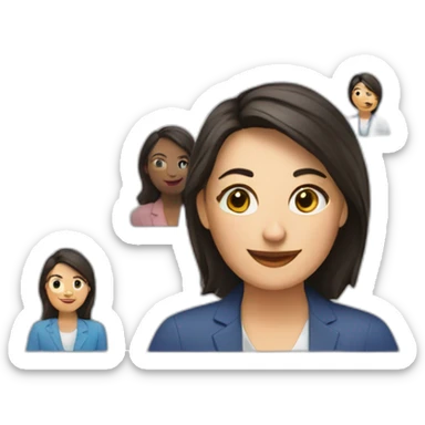 laptop screen showing a video call showing a friendly female therapist sticker