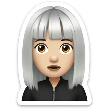 Billie Eilish with black hair and bangs sticker