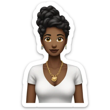 femme colliers cheveux noirs nattes sticker