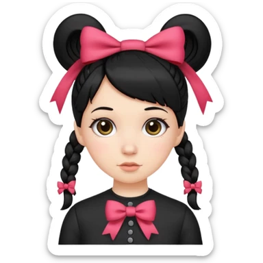 white girl with pig tails haircut black sticker