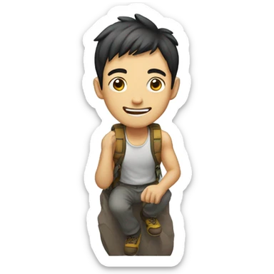 asian man smile climb sticker