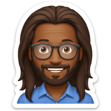 bearded long haired  black man with eyeglasses sticker