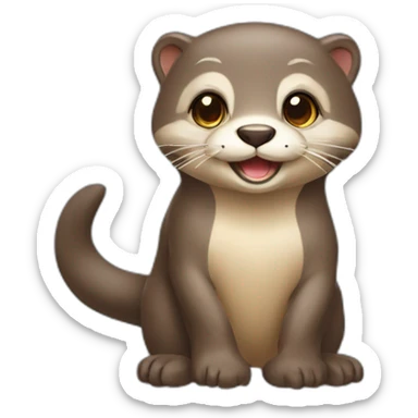 Loutre fait un câlin à un chat sticker