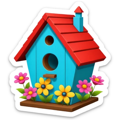 Birdhouse with flowers sticker
