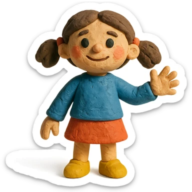 Ava as a claymation figure, fun and textured sticker