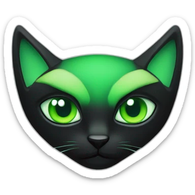 chat noir yeux vert légèrement enrobé sticker