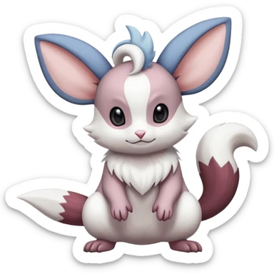White soft natural realistic romantic vintage antique divine beautiful elegant pretty precious cute young youthful  Fakémon-Pokémon-Minccino-Absol-Furret-hybrid-creature sticker