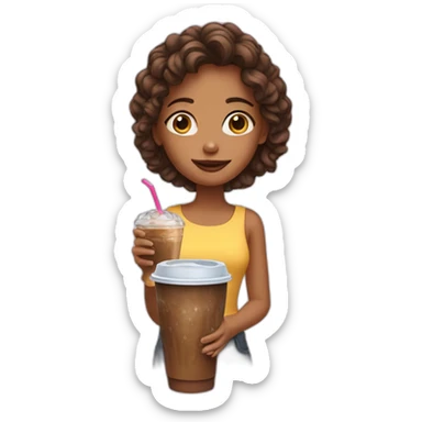 Girl with iced coffee sticker