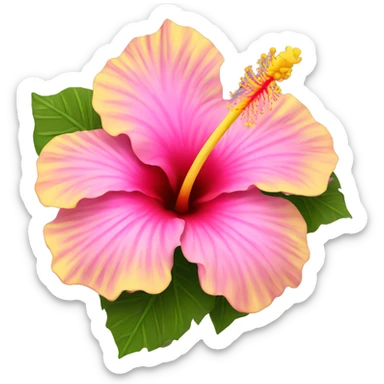 yellow and pink hibiscus flower sticker
