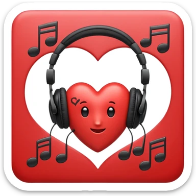heart with black headphones and music notes sticker