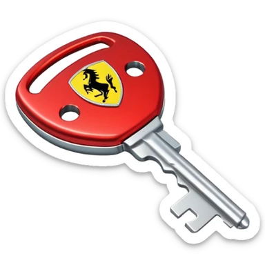 red Ferrari key with a yellow background sticker