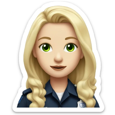 Pale girl with long blonde hair and green eyes in police uniform  sticker
