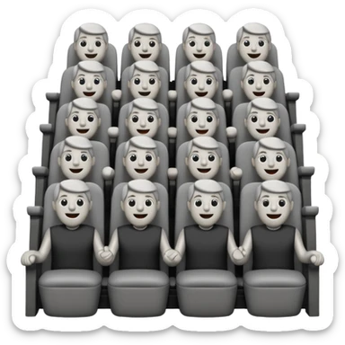 theater chorus seats filled with stone revelers sticker