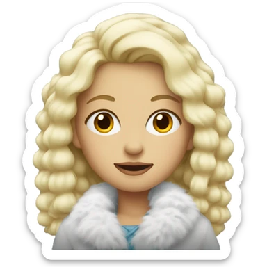 Blonde girl wearing a fluffy coat sticker