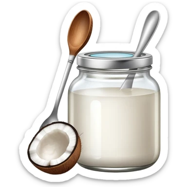 jar of coconut oil with a spoon sticker