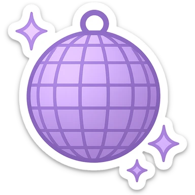 lilac disco ball, twitter emoji style sticker