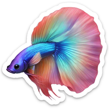 iridescent long fin betta with big long tail sticker