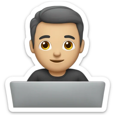 Un hombre trabando en la laptop sobre edicion de video sticker