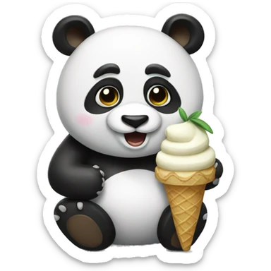 Panda eating ice cream sticker