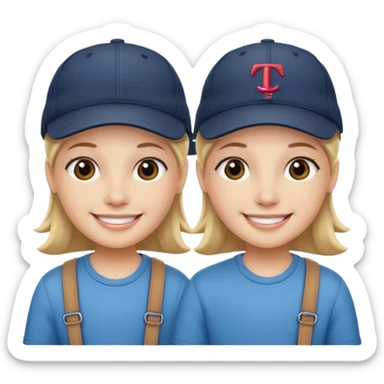 Twins wearing caps sticker